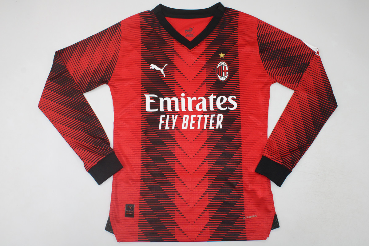 AAA Quality AC Milan 23/24 Home Long Soccer Jersey(Player)
